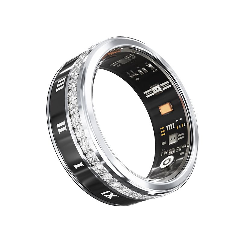 Nouvelle bague de sport multifonction Bluetooth étanche V2 sertie de diamants, avec compteur de pas, fréquence cardiaque, sommeil et oxygène dans le sang_voghion.com