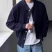 Men's Korean-Style Knit Cardigan - Oversized Open Front Sweater (Red/Black/Green/Navy/Light Grey/Beige/Brown, M-XXXL)_voghion.com