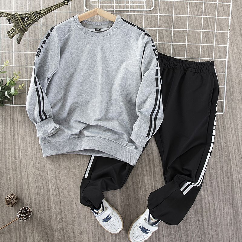 Boys' Sportswear 2-Piece Set - Long Sleeve Pullover & Casual Trousers For Teens & Young Men, Stylish Athletic Outfit For Middle & Large Kids_voghion.com
