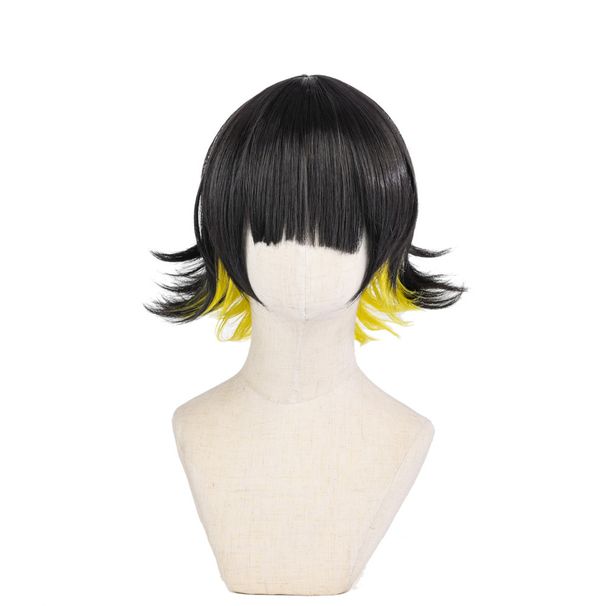 Yihair Blue Prisong Fenglehui COS Kuerz Hoer Perücke Reverse Curly Double Color Modeling Perücke_voghion.com