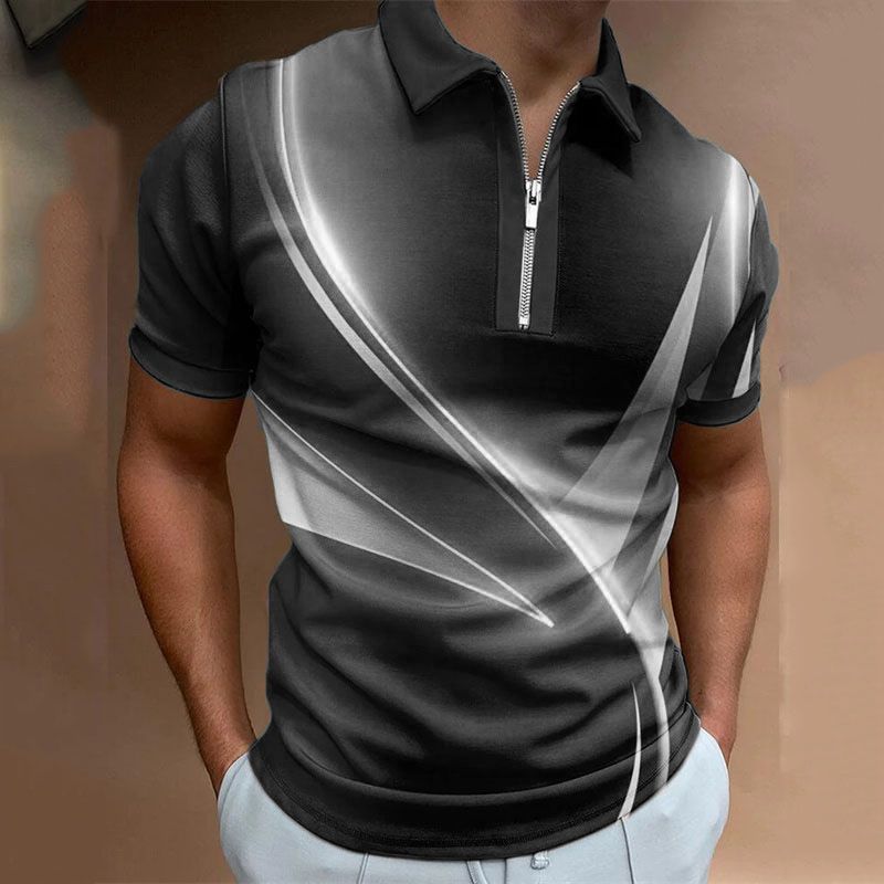 Polo 3D Stampa digitale stampata in 3D manica corta ampia T-shirt con risvolto di taglia europea da strada_voghion.com