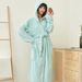 Soft Touch Micro Fleece Huva Morgonrock Plysch Lång Spa Robe Absorberande Morgonrock_voghion.com