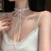 White Lace Choker Bow New Strap Neck Chain Sweet Long Collar With Collarbone Chain Neck Accessories_voghion.com