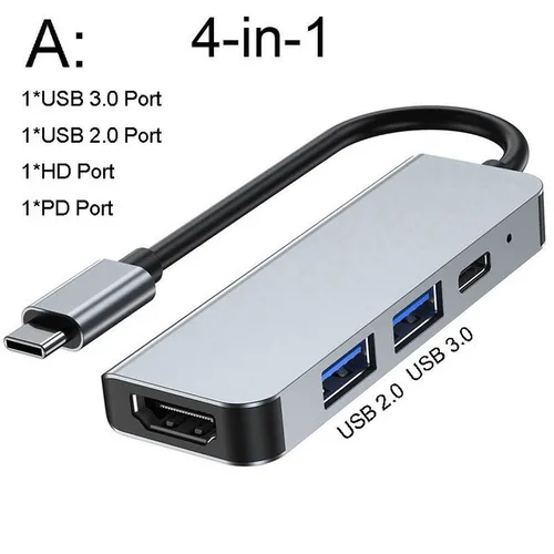 Mobilais USB C centrmezgls ar HDMI saderīgu Rj45 VGA adapteri OTG Thunderbolt 3 dokstacija ar PD TF SD ligzdu 3,5 mm Macbook Pro/Air M1 M2_voghion.com