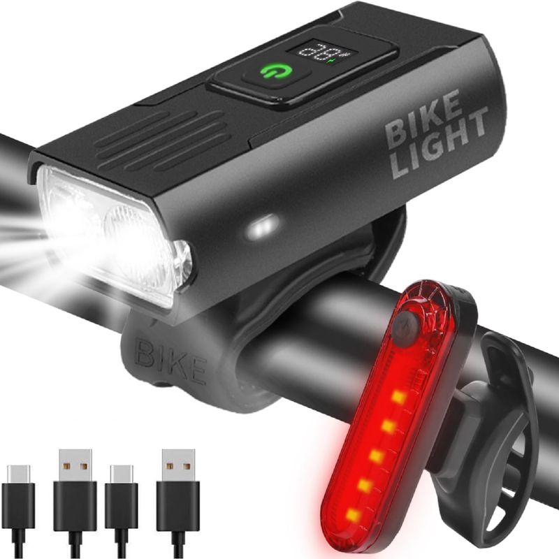 Fahrradlicht, superhelles Fahrradlicht mit hoher Lumenzahl, 6+4 Modi, per USB wiederaufladbares Fahrrad-Scheinwerfer- und Rücklicht-Set, wasserdichtes Sicherheits-Fahrrad-Vorder- und Rücklicht_voghion.com