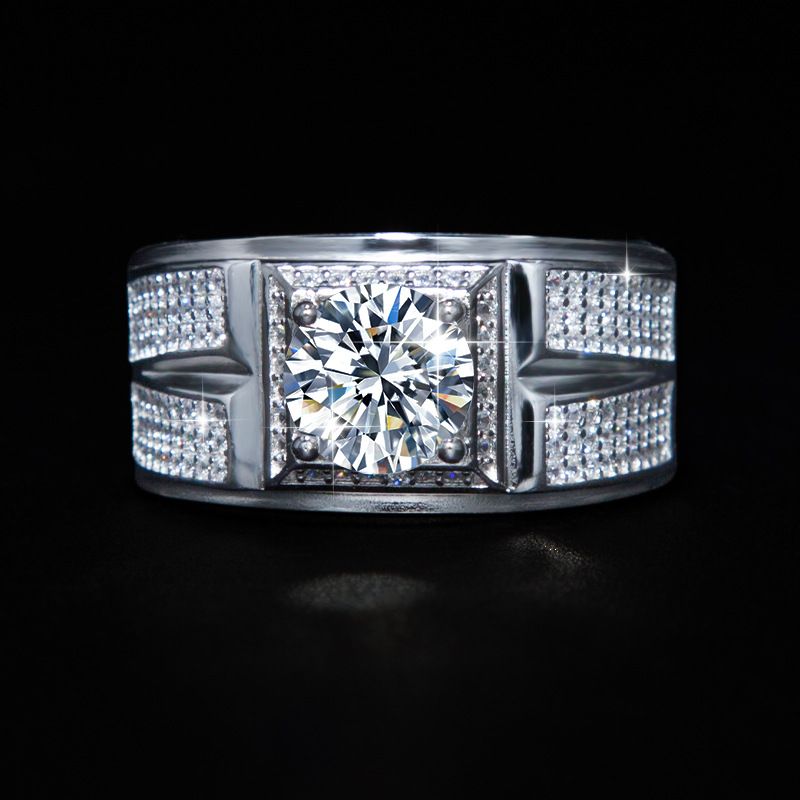 Produttore europeo e americano di anelli di lusso aperti da uomo in argento sterling S925 con zirconi 5A, moissanite e diamanti._voghion.com