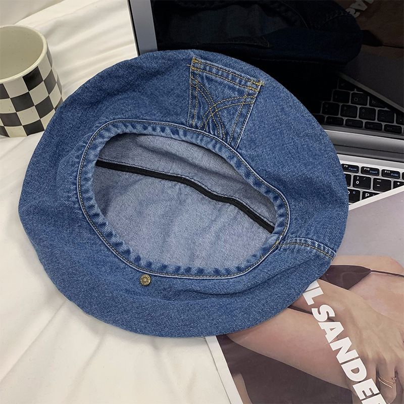 Béret de cow-boy pour femme, chapeau d'été pour célébrités d'Internet, rétro, petit bourgeon, peintre, polyvalent, grande circonférence de la tête_voghion.com