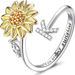 Sonnenblumen-Drehring für Damen, 26 englische Buchstaben, Sonnenblumen-Drehring_voghion.com