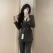 Gray Suit For Women, High-End Feel, 2025 Spring And Autumn New Casual Blazer, Student Formal Two-Piece Set_voghion.com