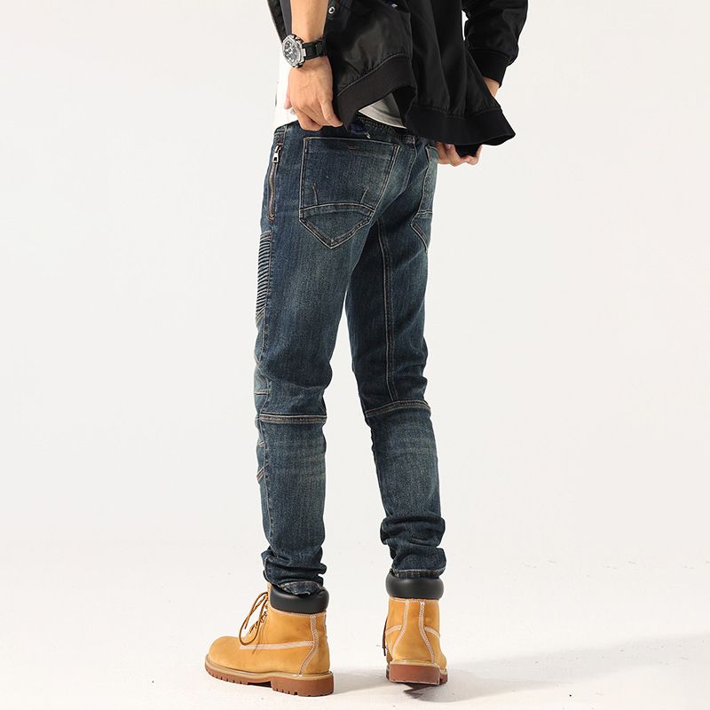 Pantalon cargo multi-poches en denim pour hommes, jean extensible décontracté_voghion.com