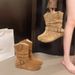 Bottes courtes en daim style western cowboy Martin pour femmes, collection printemps-automne 2025, polyvalentes et réversibles, de style coréen._voghion.com