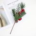 Weihnachts-Tannennadel-Schnittblumen-Simulation, grüne Pflanze, rote Beeren, Tannenzapfen, DIY, handgefertigte Dekorationen können verpackt werden_voghion.com