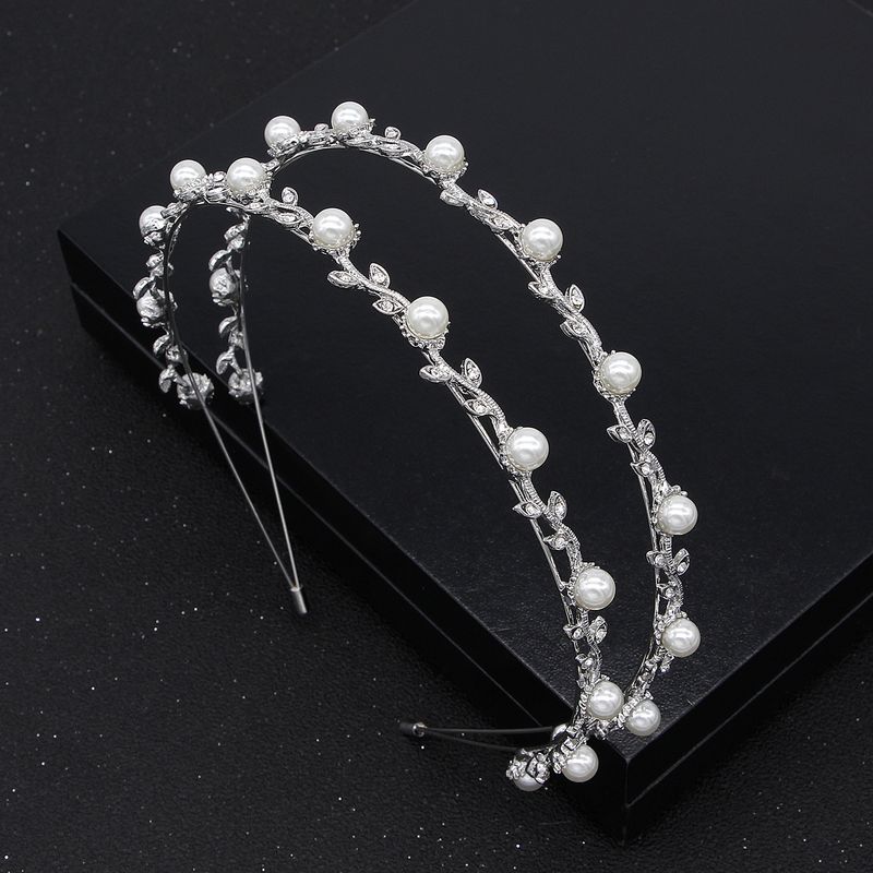 Women's Clothing Mailang Bridal Tiara Alloy Diamond Pearl Double Root Double Drainage Diamond Headband Hair Accessories Cross-border_voghion.com