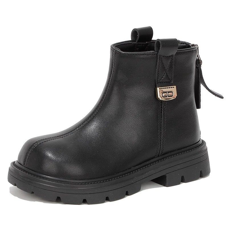 Martin 2024 Autumn/Winter New Style Girls' Medium and Large Children's Stylish Black Short Single Boots_voghion.com