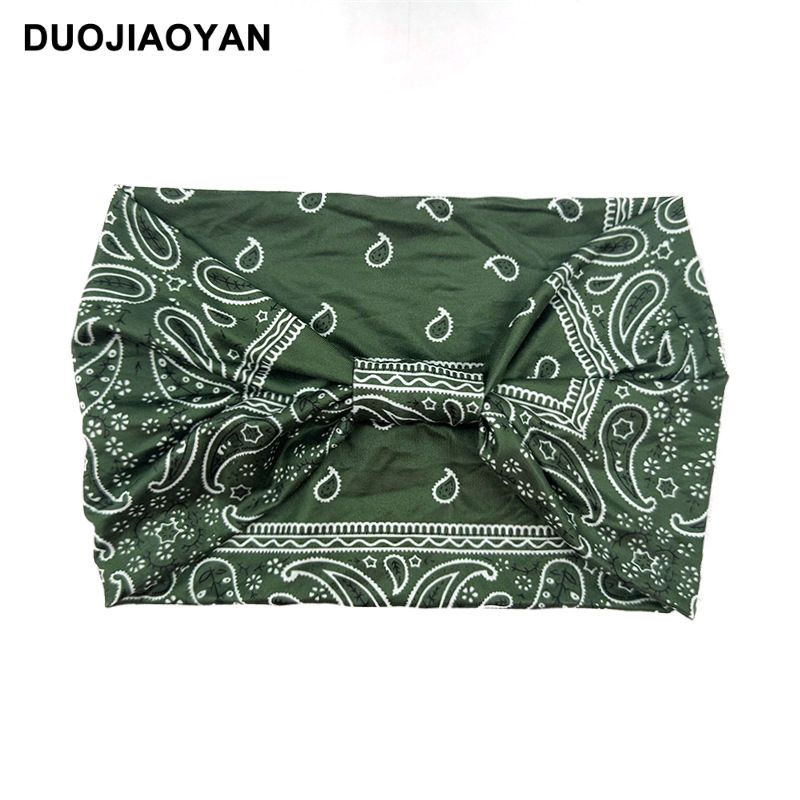 Unisex Knot headband Color matching pattern printed sports headband Fashion polka dot wide edge elastic headband_voghion.com