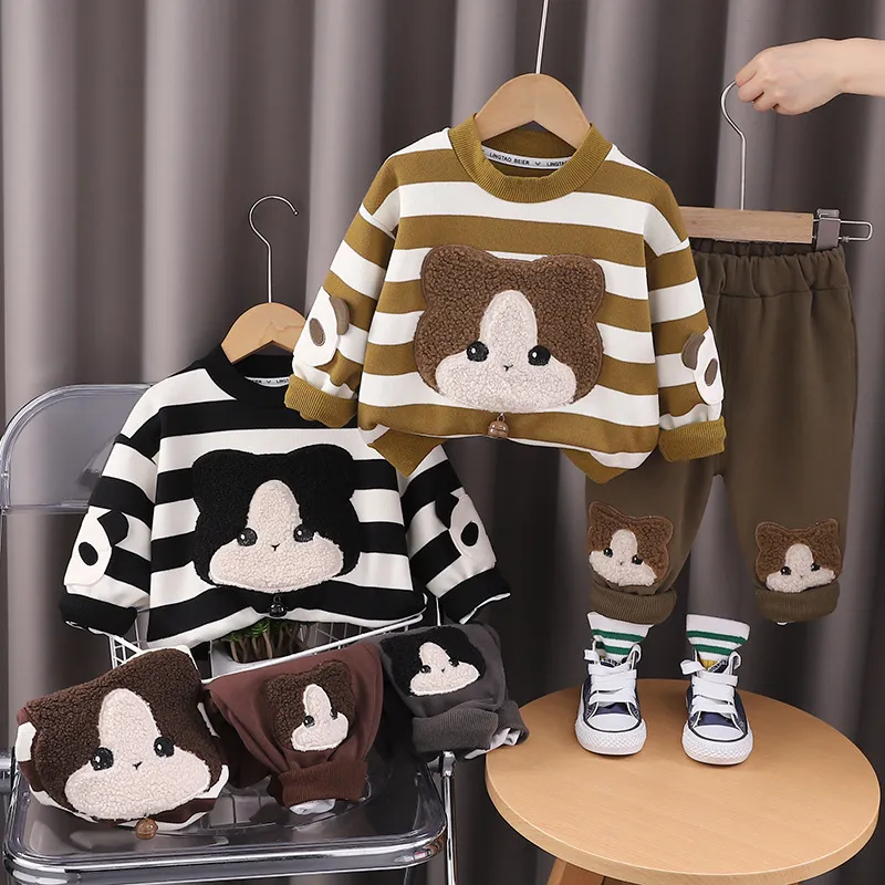 Nouvelle tenue d'automne pour garçons et filles, ensemble deux pièces élégant pour enfants, mignon pour l'extérieur_voghion.com