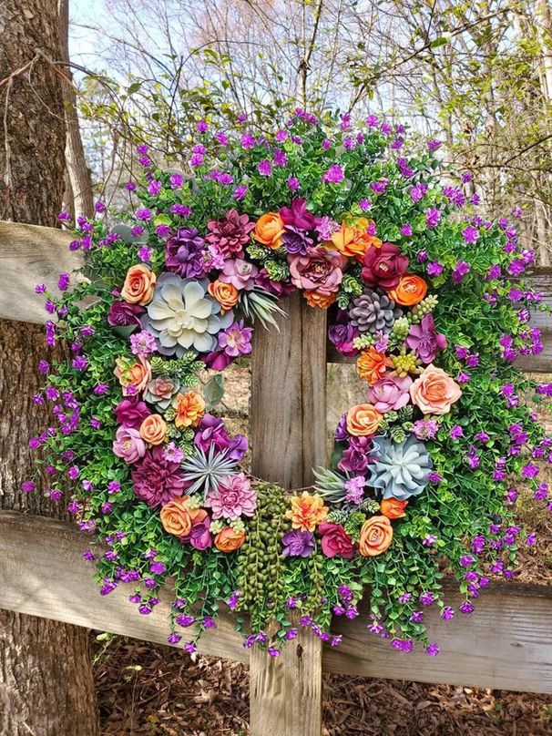 Couronne de simulation de couronne de printemps et d'été Décoration de porte de Pâques à suspendre Station indépendante de croix Nouveau 2023_voghion.com