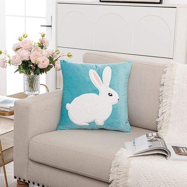 Nordic sweet candy-colored rabbit towel embroidered pillow case cross-border supply cushion a generation of hair_voghion.com