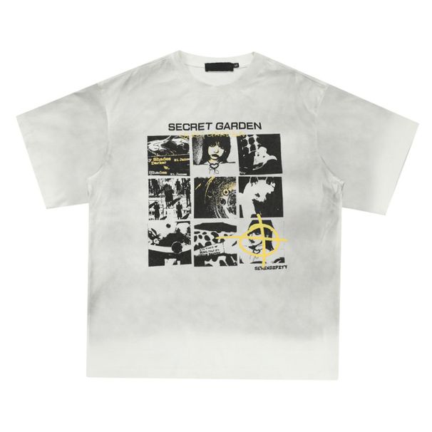 Erkek Giyim Amerikan Retro Rock Grubu Baskılı Kısa Kollu Tişört Erkekler İçin Yaz Yuvarlak Yaka Rahat Çift Bol_voghion.com