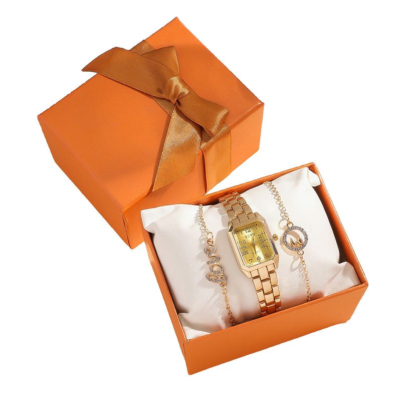 New Women's Exquisite Square Dial Watch With Diamond-Studded Letter Bracelet Fashion Set_voghion.com
