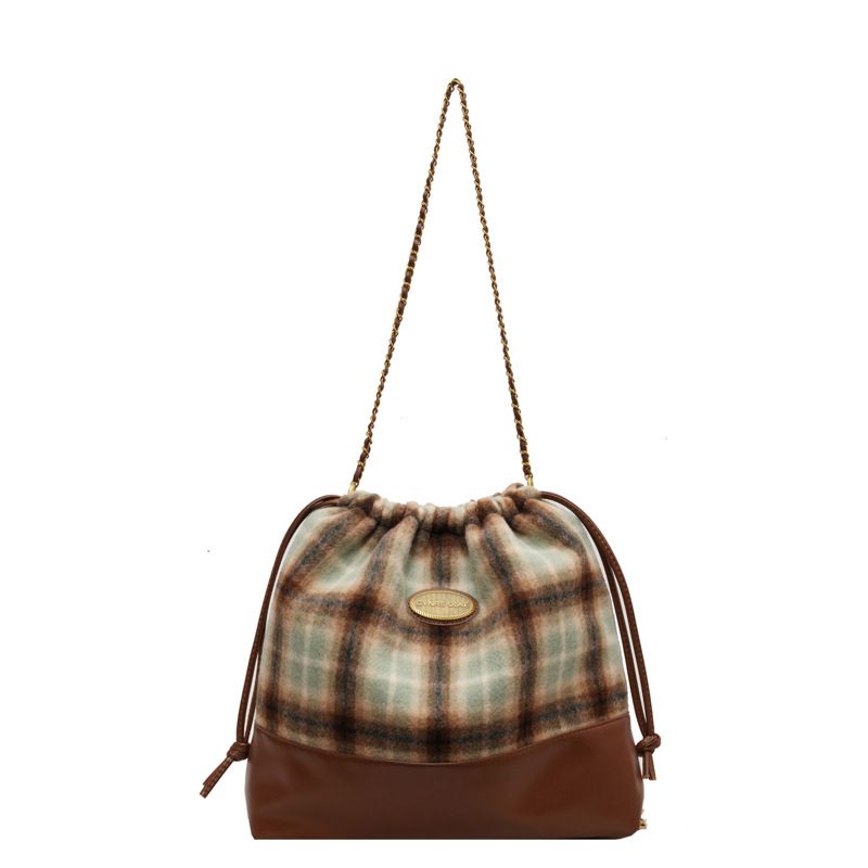 Naiste kott, seljakott villaketi ja suure mahutavusega, sügis- ja talve uus õlakott, populaarne nišikujundusega pehme sametist ämbrikott_voghion.com