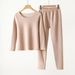 Silk seamless thermal underwear women's autumn clothes and pants with thick velvet round neck winter base two-piece set_voghion.com
