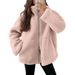 Women's Winter Fleece Coat With High Neck, Oversized Loose Fit, Warm And Cozy, Solid Color, Casual Elegance For Fall And Winter_voghion.com