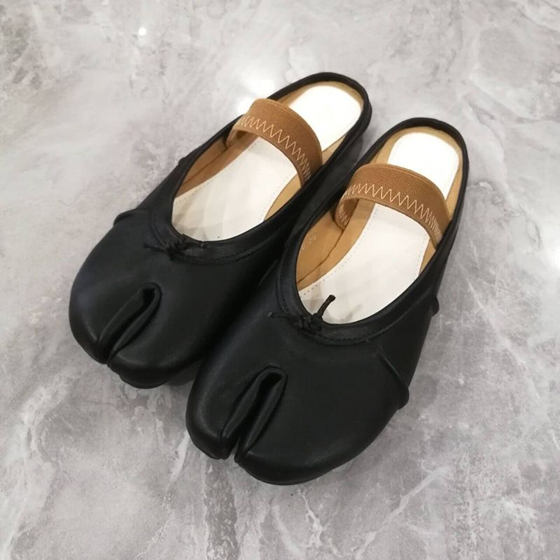 Tabi Split Toe für Frauen 2024 Neue Nische Plissee Ballett Schwein Huf Flacher Mund Bowknot Flache Einzelschuhe_voghion.com