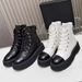 2025 Autumn And Winter New Popular Versatile Small Fragrant Wind Lace-up Leather Lychee Pattern Heightening Thick-soled Short Boots Martin Boots_voghion.com
