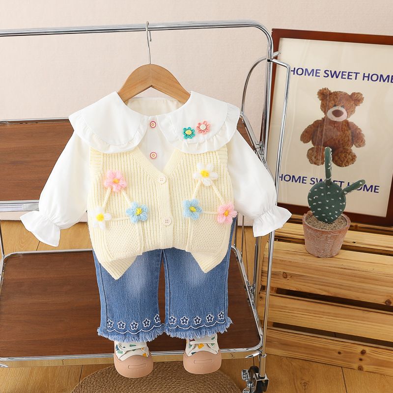 Ensemble deux pièces pour bébé fille, gilet princesse, printemps-automne 2025, manteau style occidental_voghion.com