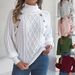 2025 Herbst Winter Casual Solid Color Button Zopfmuster High Neck Laterne Ärmel Pullover Pullover Damenmode_voghion.com