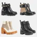 martin designer motorcycle gold classic plaid half short retro print thick heel women's knight boots 35-41_voghion.com