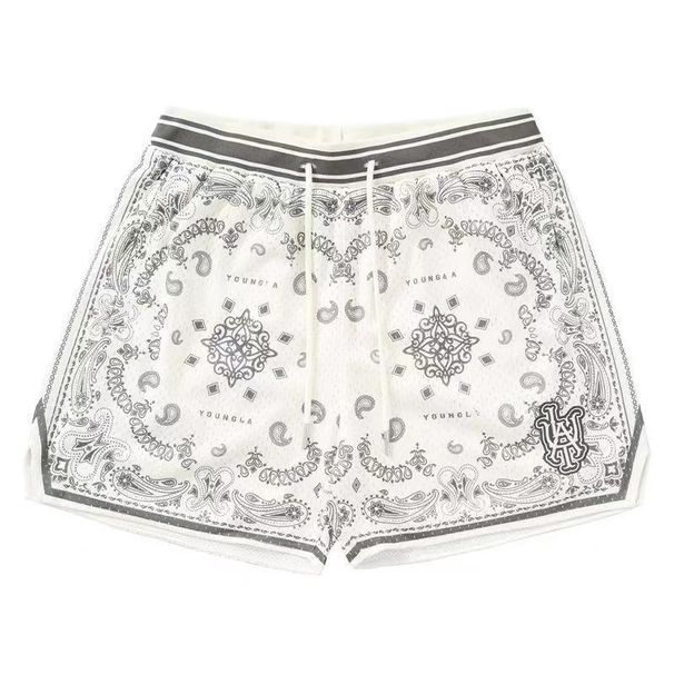 Αμερικάνικο σορτς λουλουδιών ανακαρδιοειδών YOUNG για ανδρικό καλοκαιρινό διχτυωτό που αναπνέει γρήγορα, σπορ casual μπασκετικό γόνατο_voghion.com