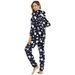 Underwear & Sleepwears Women's Heart Print Flannel Onesie Pajamas - Soft & Cozy Sleepwear For Lounge & Home Comfort (White, Black, Royal Blue, Pink)_voghion.com