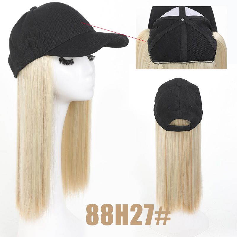 Parrucca con cappuccio integrato in fibra chimica, visiera per parrucca, parrucca con cappello lungo e liscio_voghion.com