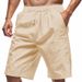 Pantaloncini estivi in lino da uomo - Pantaloncini da spiaggia casual traspiranti e comodi con elastico in vita, leggeri e ad asciugatura rapida_voghion.com