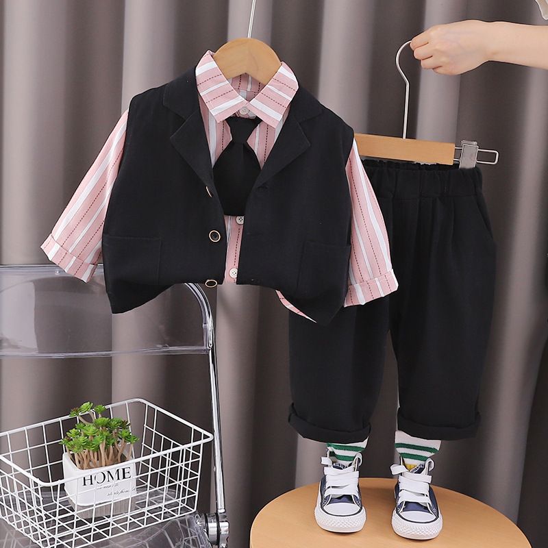 Kinderkleding Babypak vest driedelig pak 2024 herfst nieuwe stijl baby kinderkleding kleding jongens jongens baby herfstkleding herfst_voghion.com