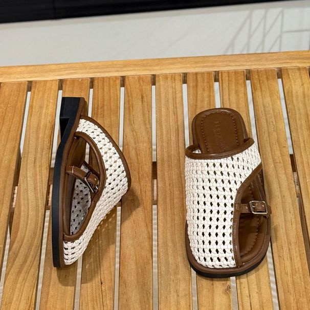 Pantofole a mezza altezza, alla moda, in tessuto coreano traforato, da donna, estate 2025, sandali comodi da spiaggia_voghion.com