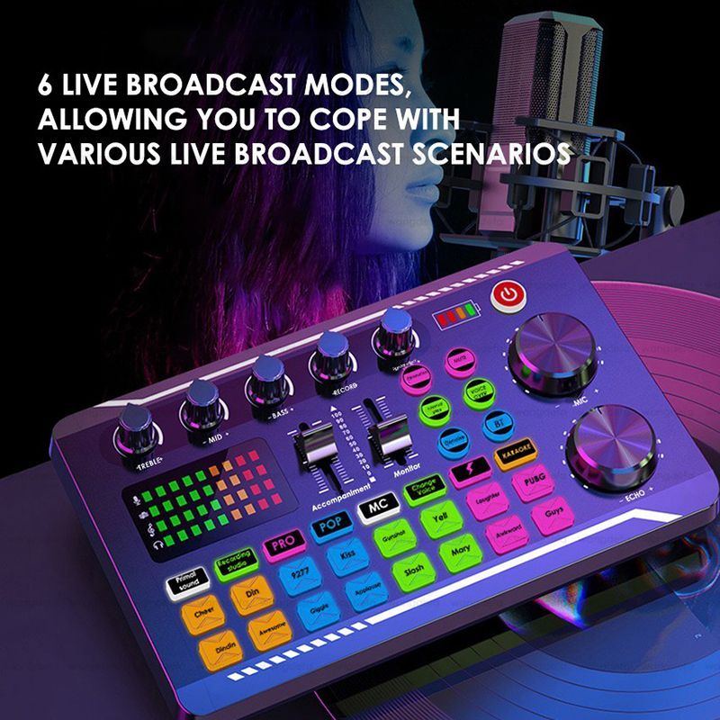 F998/V8S Placă de sunet pentru microfon, mixer, amplificator, consolă de mixaj audio, placă de sunet live_voghion.com
