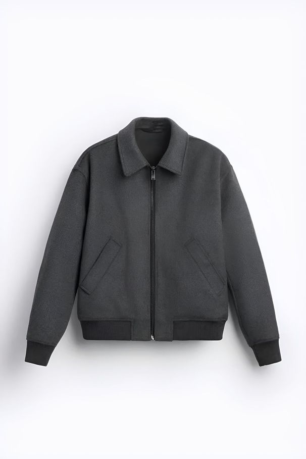 Jauns 2024. gada pavasara un rudens vīriešu vienkrāsains vilnas mētelis ar atloku, britu jaka, kardigans_voghion.com