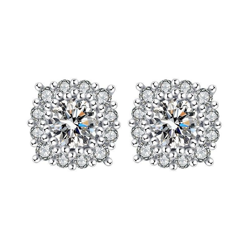 Borsa quadrata rotonda trasmessa in diretta quattro diamanti femminili ad alto tenore di carbonio con ago in argento puro a forma di cuore 5A zircone sei artigli_voghion.com