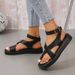 New Large Size Thick Sole Casual Toe Toe Round Toe Beach Shoes Ring Buckle Strap Sandals For Women_voghion.com