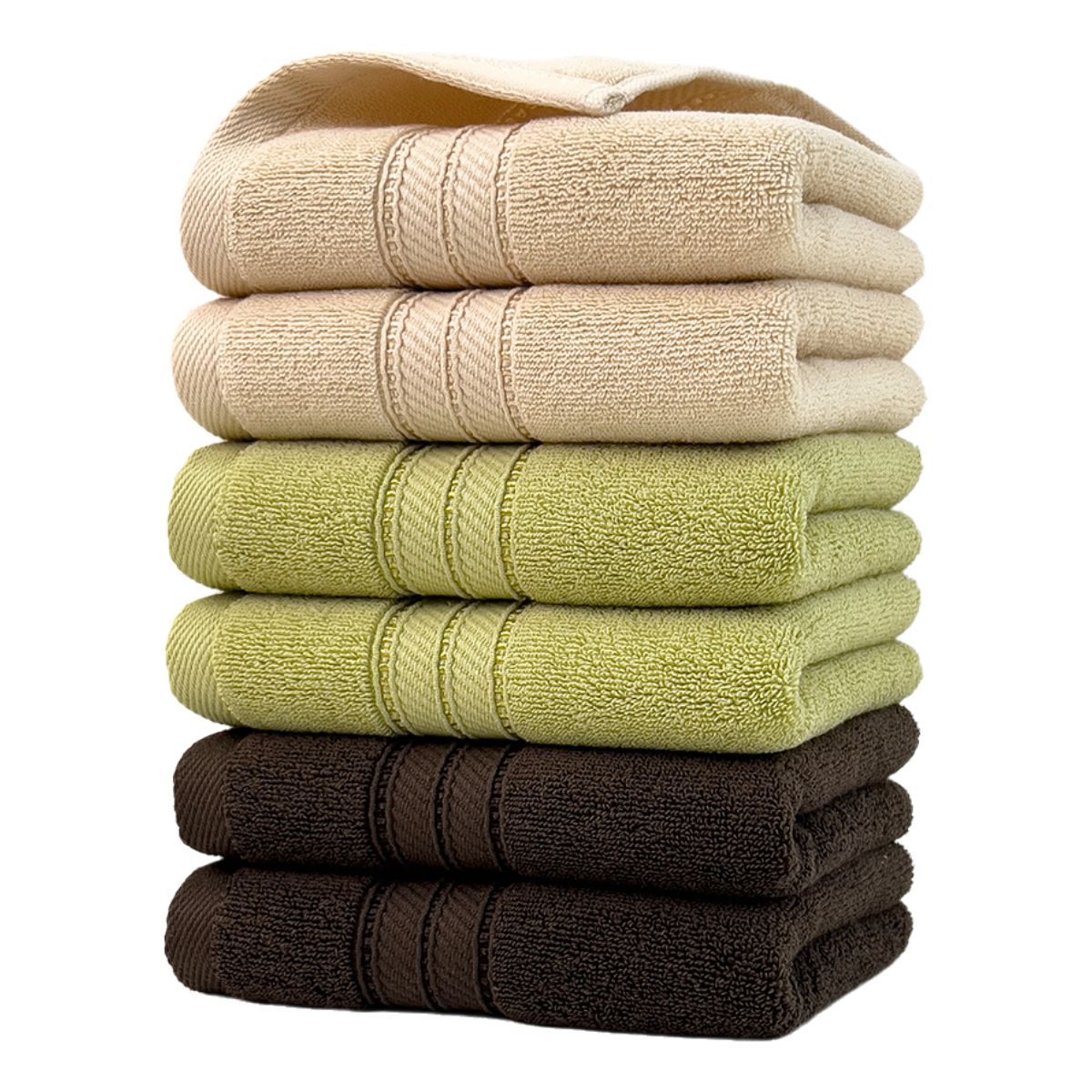 Asciugamano in cotone tinta unita, confezione da sei, asciugamano per il viso in cotone per adulti, spesso e assorbente_voghion.com