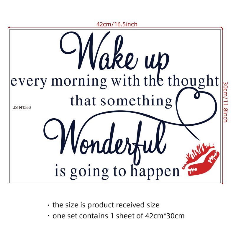 Wake up wonderful inspirational English PVC N1353 self-adhesive living r  wall sticker_voghion.com