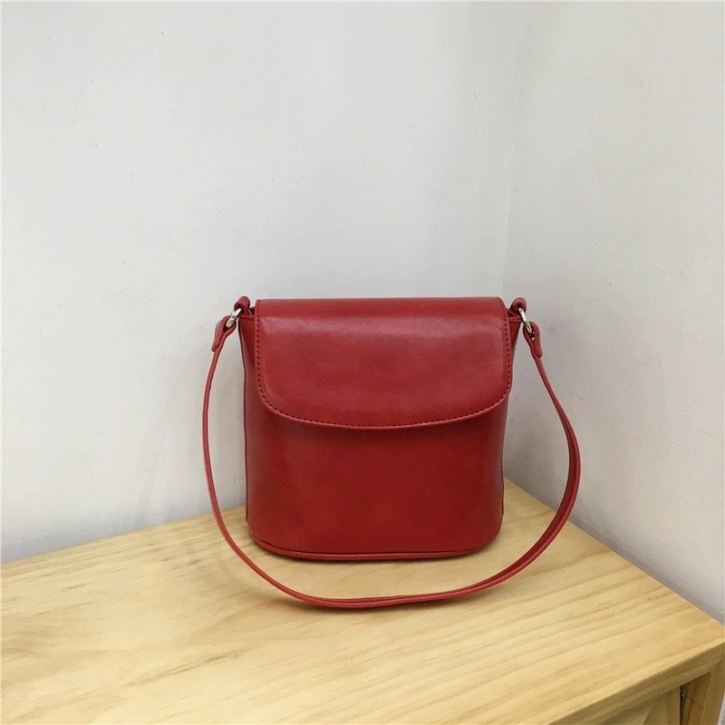 Damen Bucket Bag Tasche Damen Premium Texture Red Single Shoulder Crossbody Bucket Bag_voghion.com