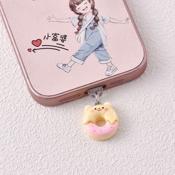 Pendentif en forme d'ourson en forme de dessin animé, prise anti-poussière pour téléphone portable, port de charge de type C, cadeau idéal pour un couple ou un meilleur ami_voghion.com