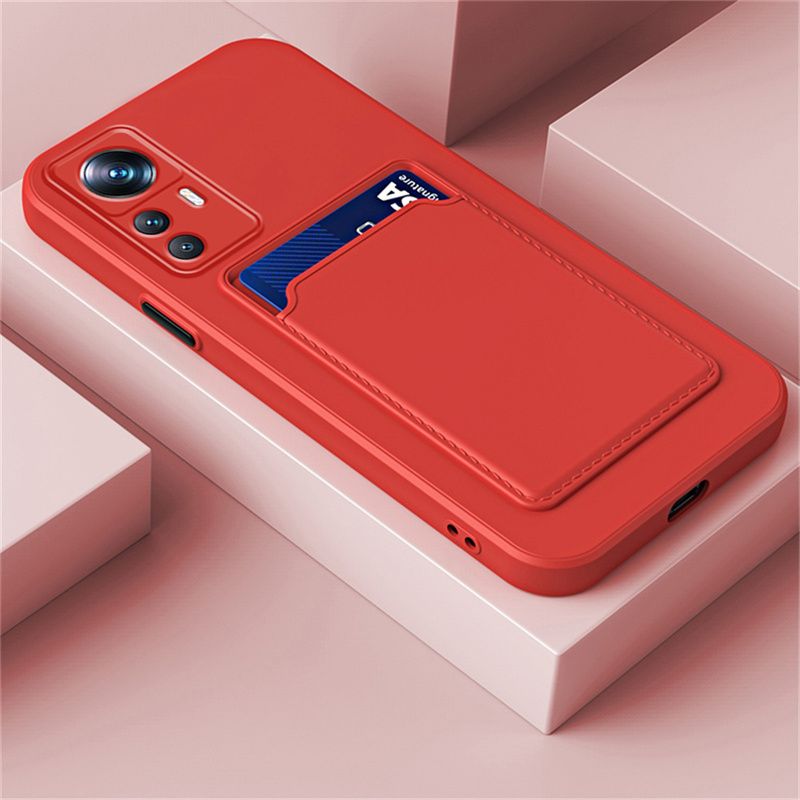 Liquid Silicone Card Holder Case For Xiaomi Mi 12T 11T Pro 13 11 Lite 11 Ultra Wallet Bag Case For POCO F5 X5 X3 Pro M5 M4 X4 M3_voghion.com
