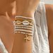 Gold Bangles Gold Bracelet Summer Shell Bracelet Set Bohemian White Rice Beads Beach Vacation Style Layered Jewelry For Women_voghion.com