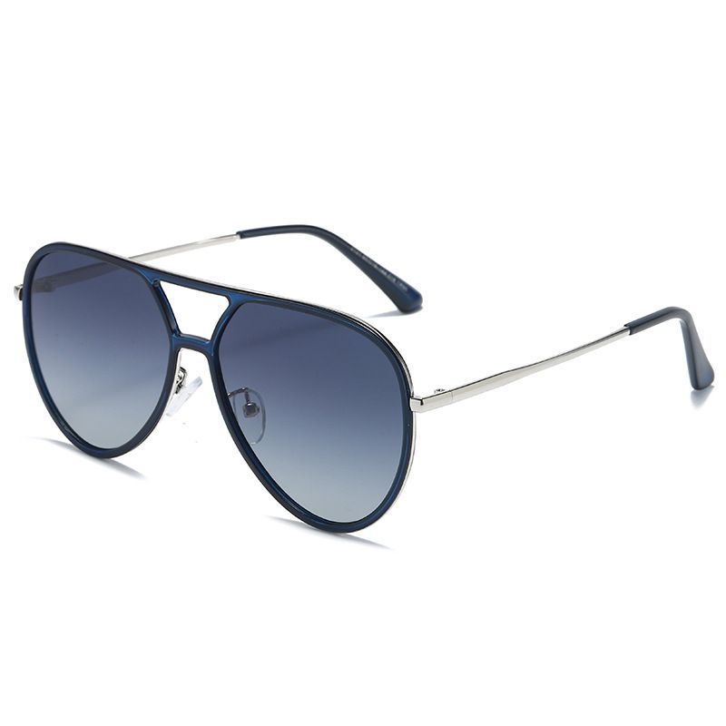 Fashion Double Beam Pilot Sunglasses Big Face New Simple Lightweight Polarized Sunglasses_voghion.com