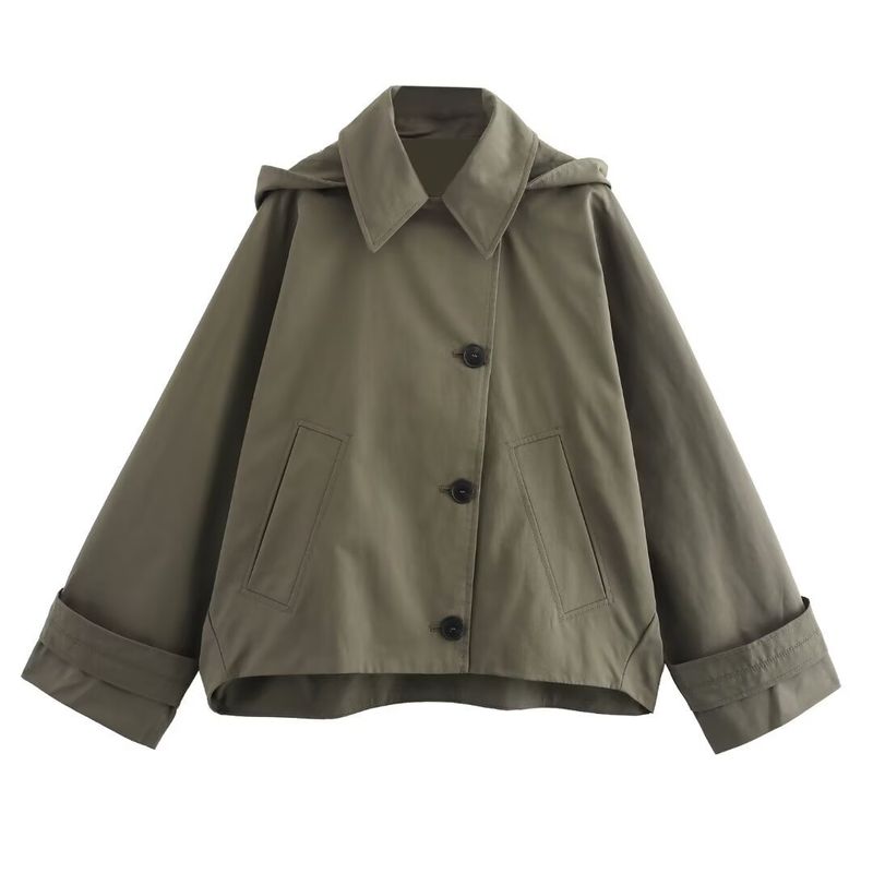 Damenbekleidung 2024 Herbst und Winter neue Street Fashion Trenchcoatjacke mit Kapuze_voghion.com